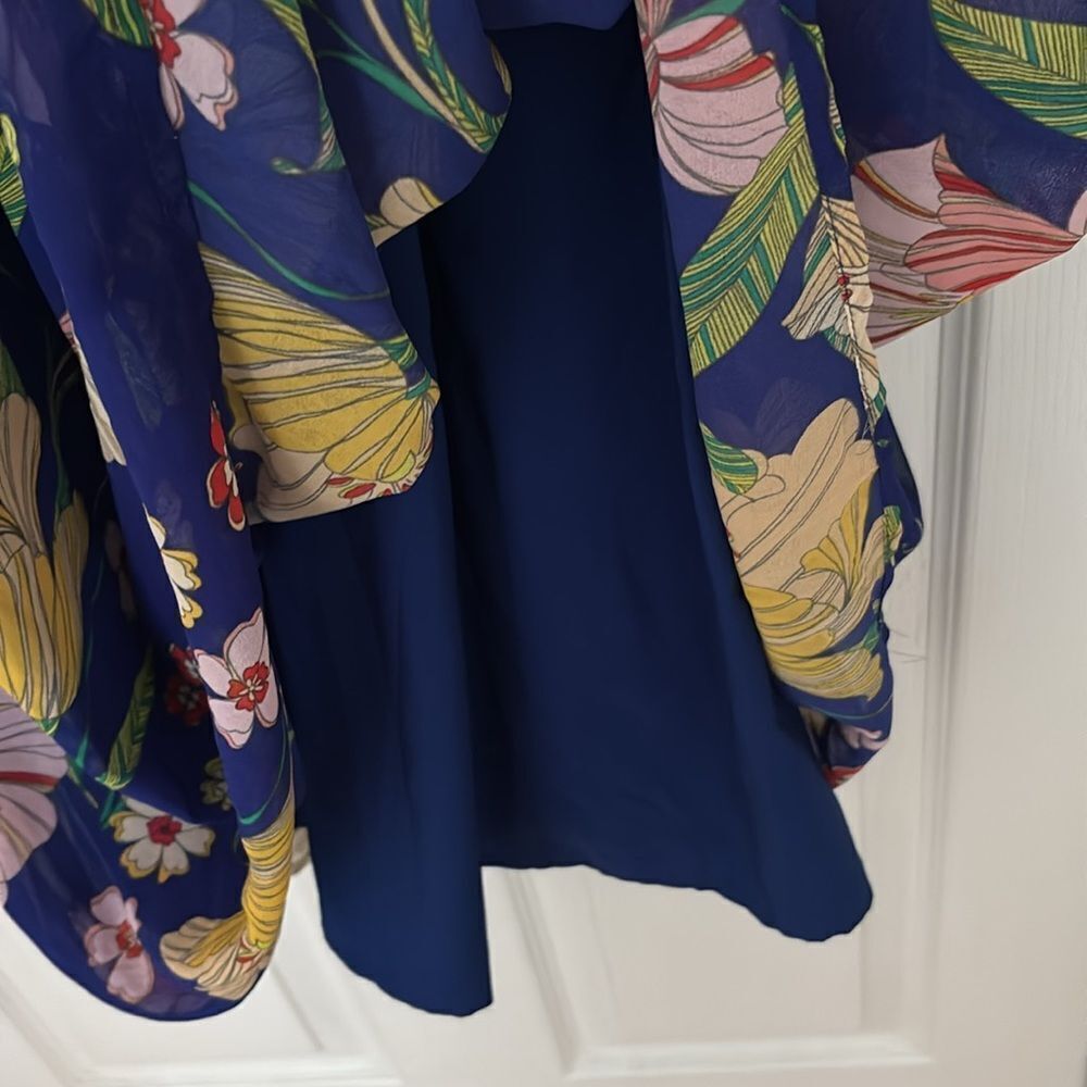 ModCloth “Muster the Length” Floral Maxi Dress Sapphire Blue Yellow Size Small - Picture 9 of 13